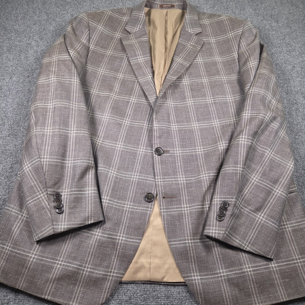Peter Millar Blazer Jacket Sport Coat Wool Silk Linen Plaid Check 48R Canada
